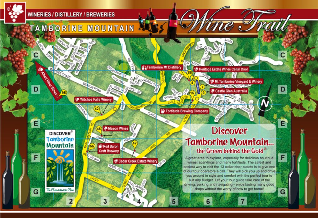 Wine Trail Map Escape to Tamborine Mountain