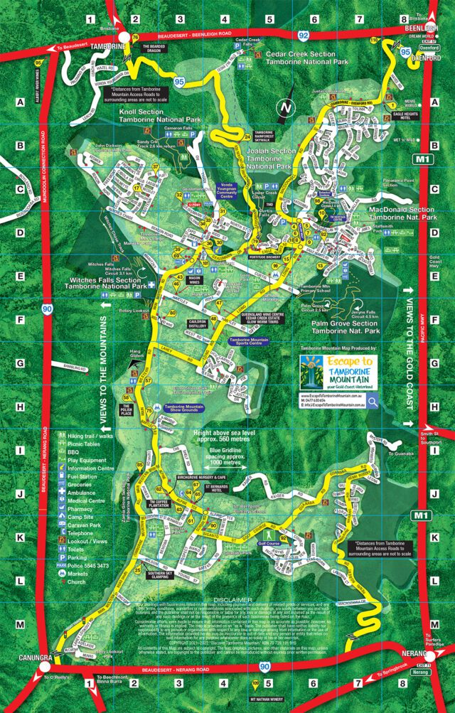 Escape to Tamborine Mountain Map Tamborine Mountain