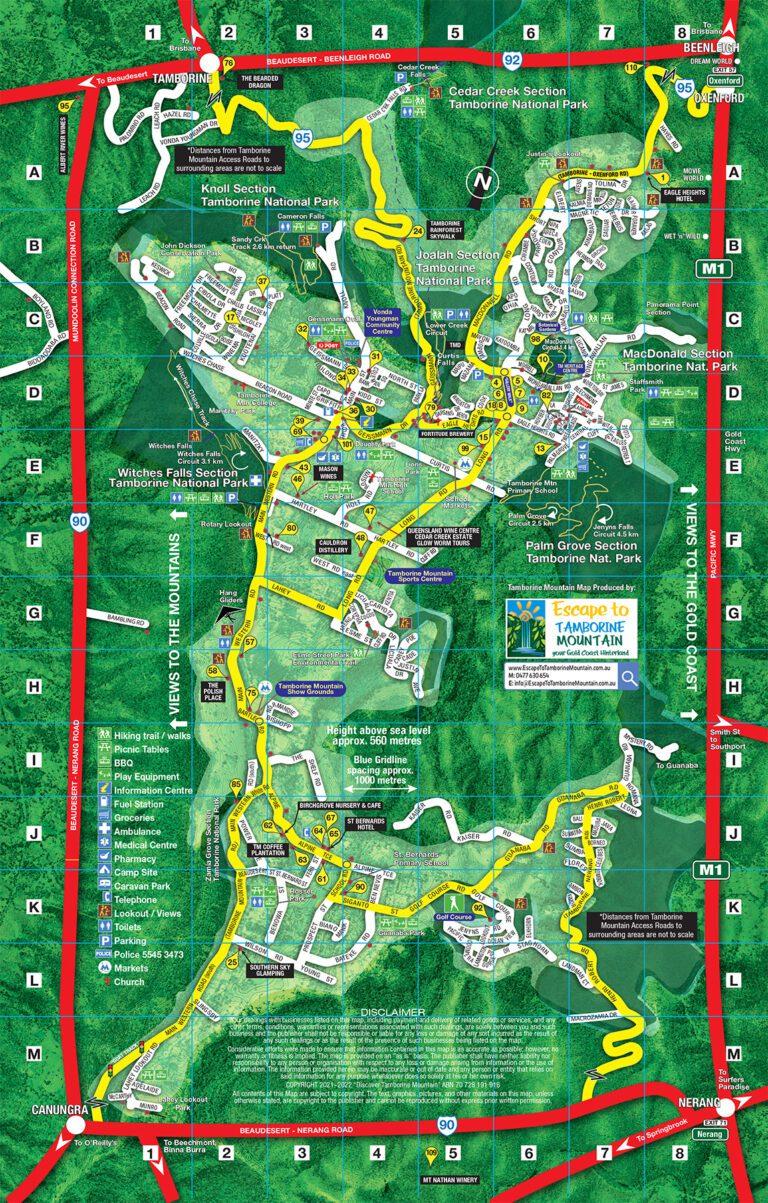 Escape to Tamborine Mountain Map Escape to Tamborine Mountain